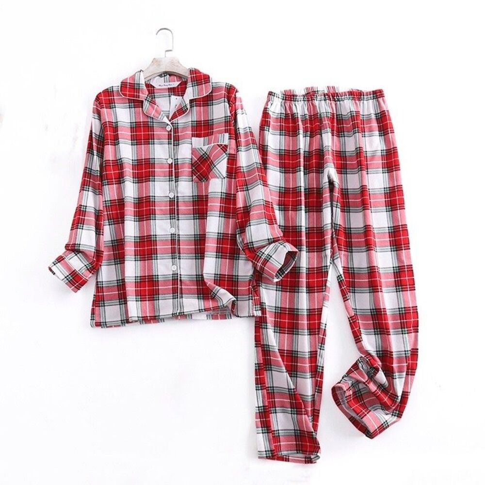 100% Cotton women's Pajama set, Plaid Pajama, Flannel Pajama set, Buffalo plaid